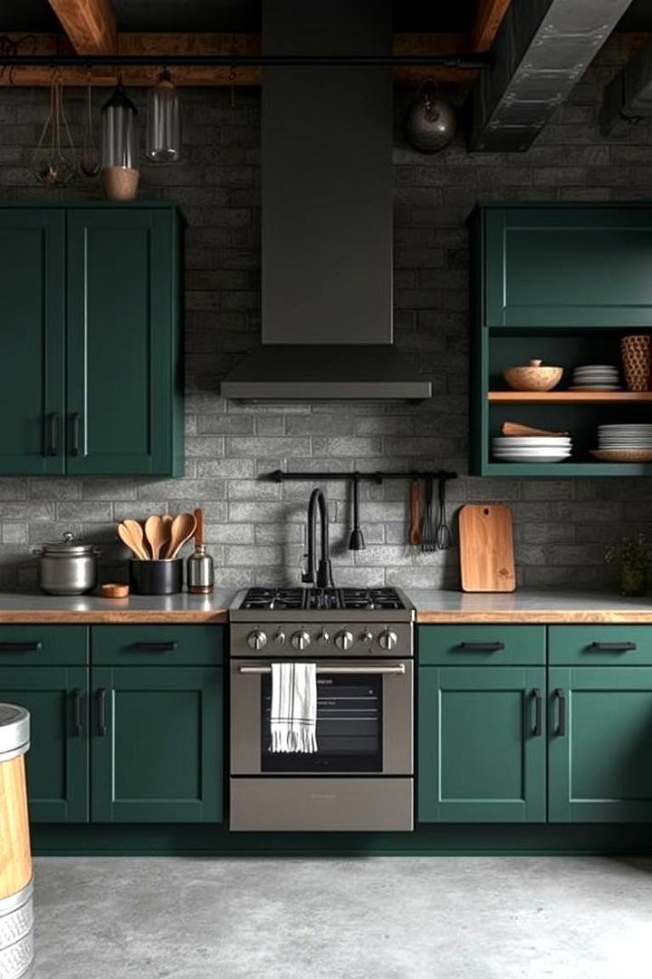 Industrial Hunter Green Cabinets - 21 Green Kitchen Cabinet Ideas