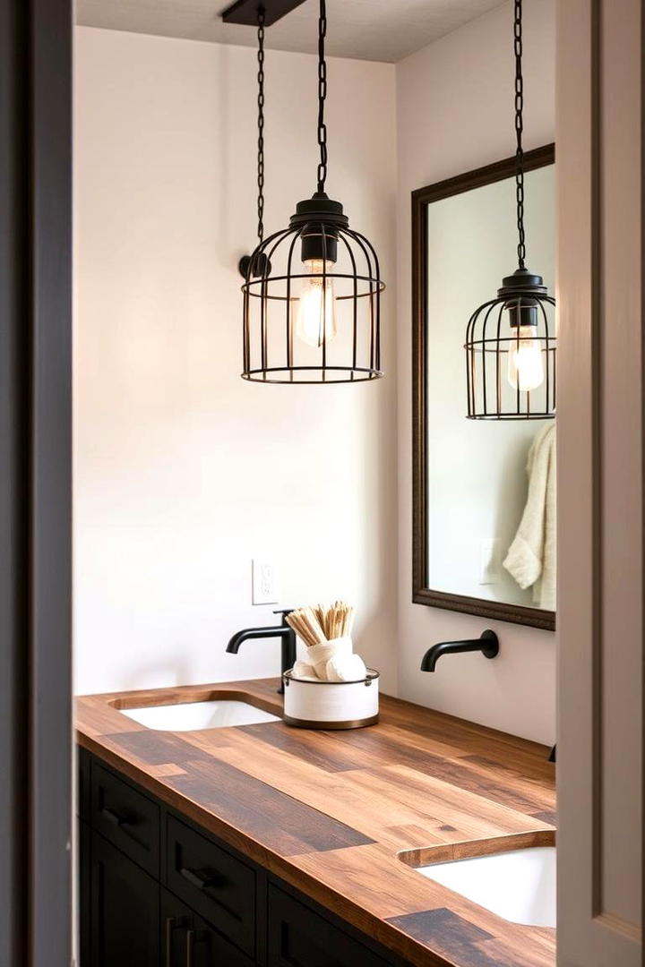 Industrial Lighting Fixtures - 21 Modern Farmhouse Bathroom Ideas