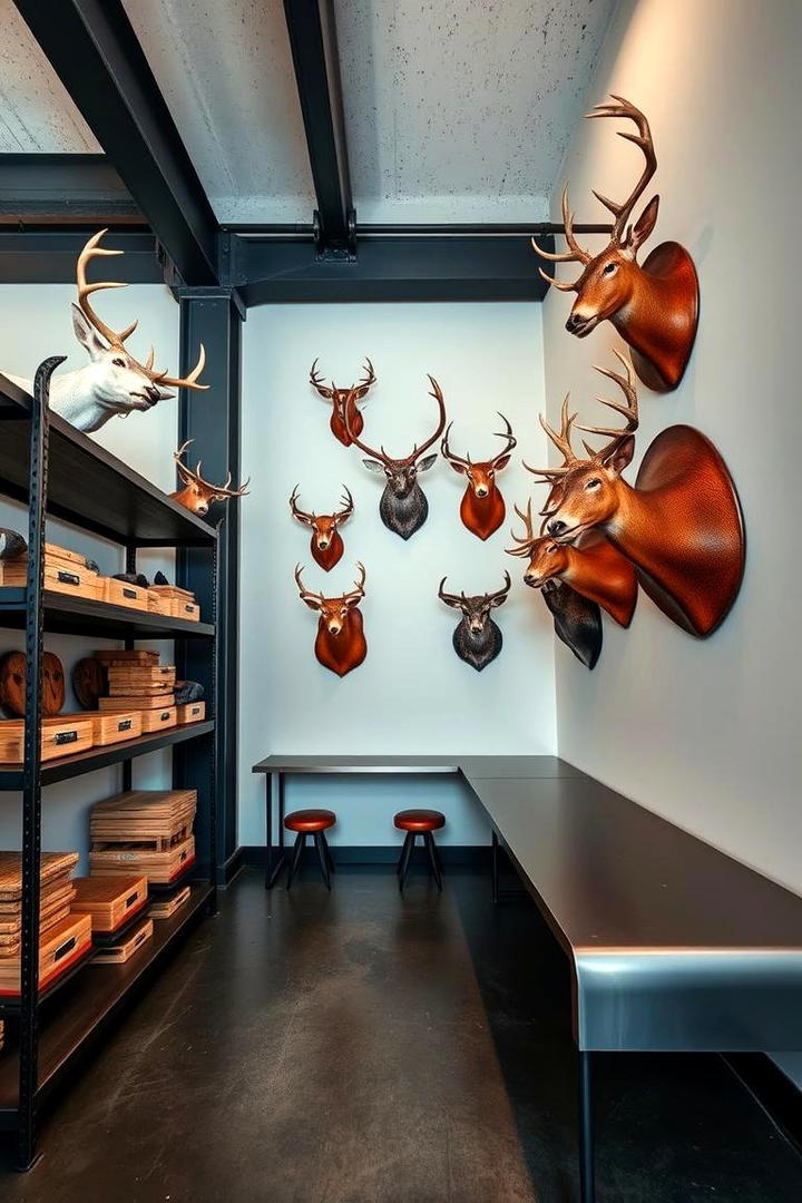 Industrial Metal Accents - 30 Hunting Trophy Room Ideas