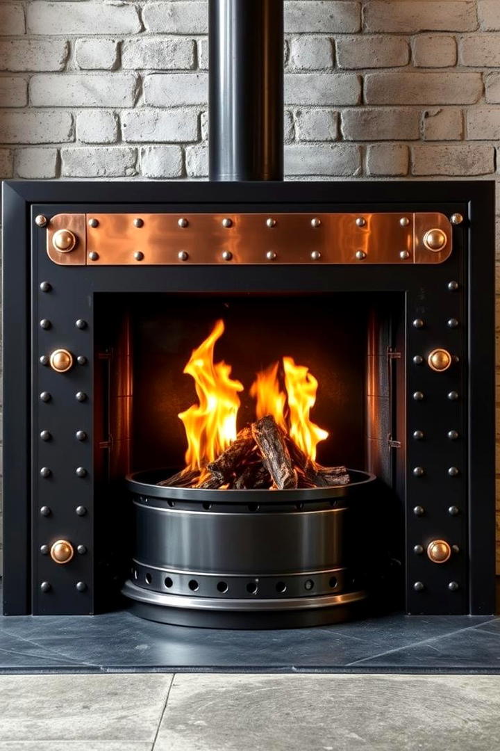 Industrial Metal Hearth Concept - 30 Fireplace Hearth Ideas