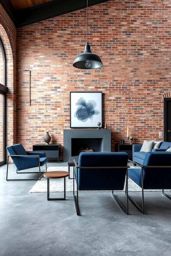 Industrial Modern with Grey Tones - 30 Navy Blue and Grey Living Room Ideas