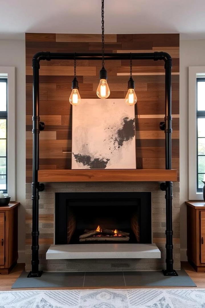 Industrial Pipe Detailing - 30 Farmhouse Fireplace Ideas