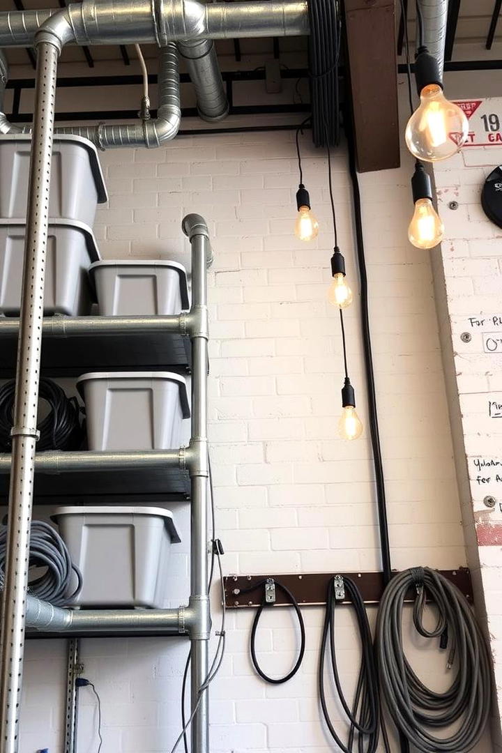 Industrial Pipe Racks - 30 Garage Wall Ideas