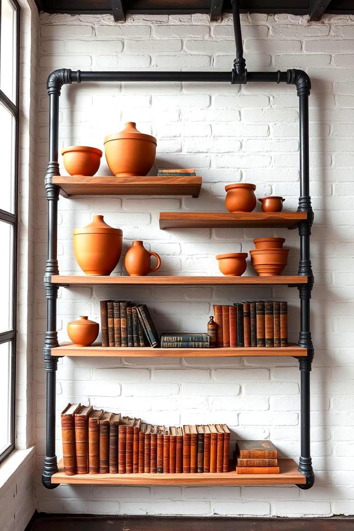 Industrial Pipe Shelving Style - 21 Rustic Decor Ideas