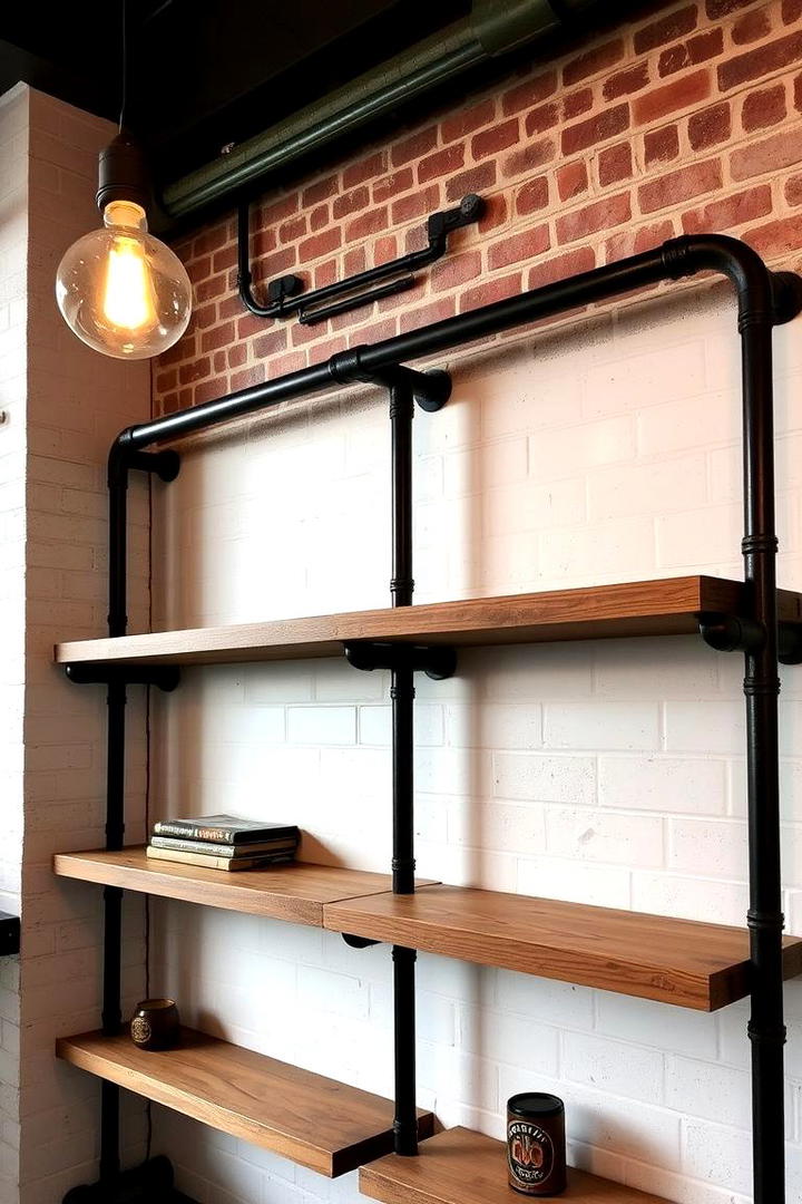 Industrial Pipe and Wood - 30 Half Wall Ideas