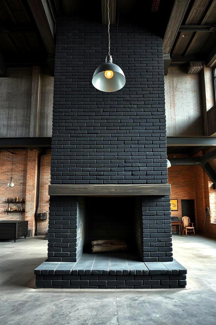 Industrial Style Black Brick Fireplace - 30 Black Brick Fireplace Ideas