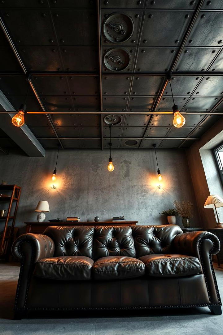 Industrial Style Ceiling Panels - 21 Living Room Ceiling Ideas