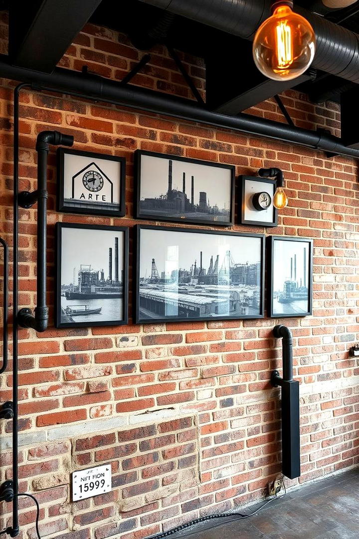 Industrial Style Photo Wall - 21 Photo Wall Ideas