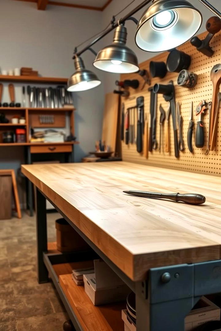 Industrial Style Workbench - 30 Basement Furniture Ideas