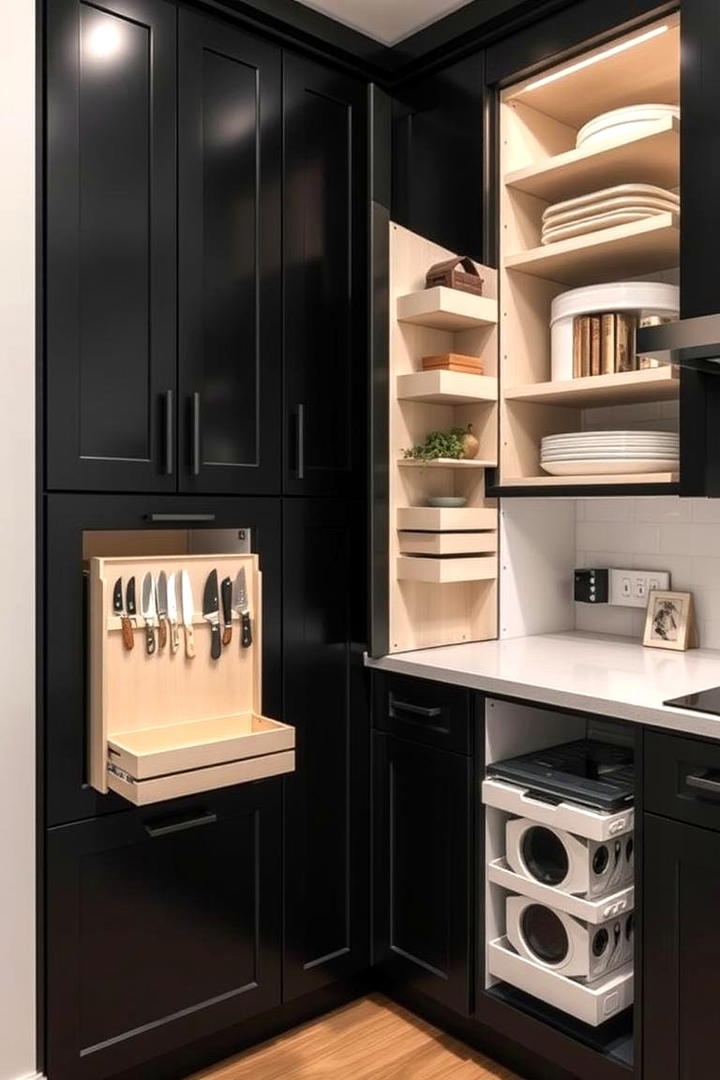 Innovative Storage Solutions - 21 Kitchens With Black Cabinets