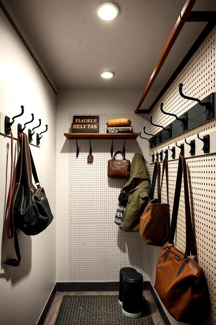 Installing Hooks and Pegboards - 30 Hall Closet Organization Ideas