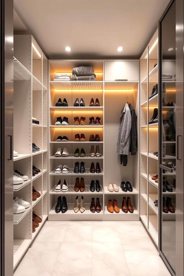 Installing an Adjustable Shoe Rack System - 30 Hall Closet Organization Ideas