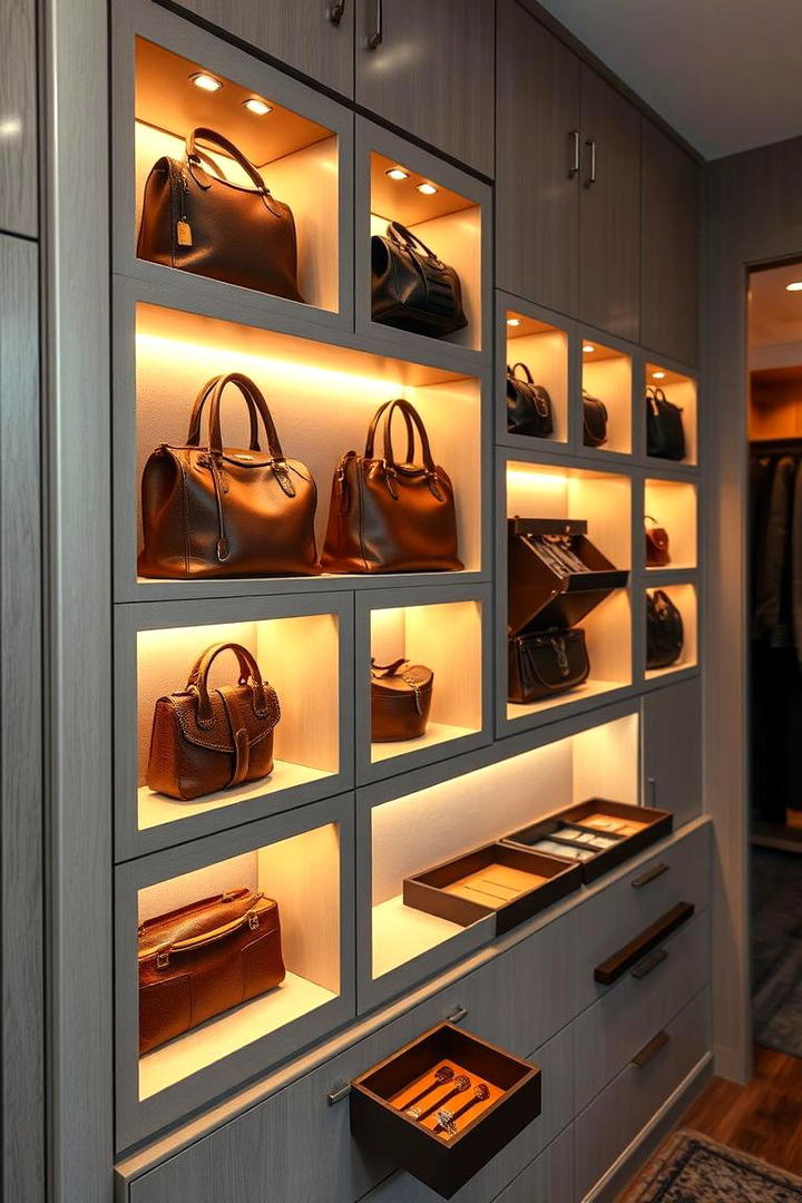 Integrated Accessories Display - 30 Dressing Room Ideas