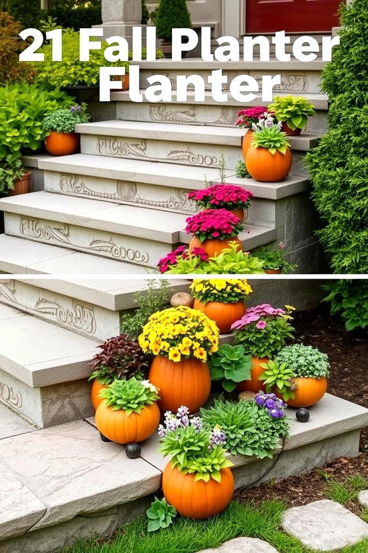 Integrated Garden Steps Planter - 21 Fall Planter Ideas