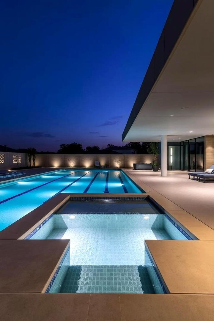 Integrated Lap Pool and Spa Retreat - 30 Rectangle Pool With Hot Tub