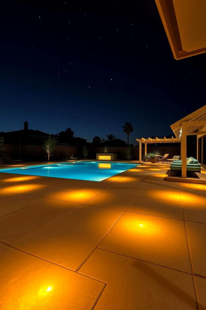 Integrated Lighting Features - 30 Concrete Pavers Around Pool Ideas