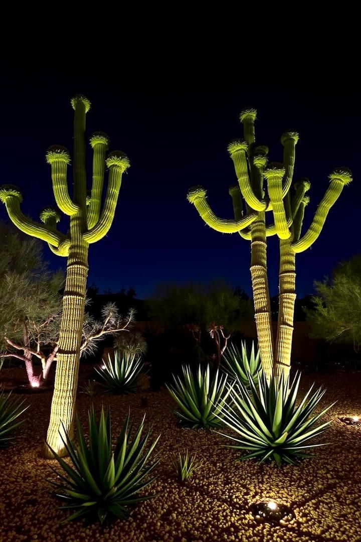 Integrated Lighting Garden - 30 Desert Landscape Ideas