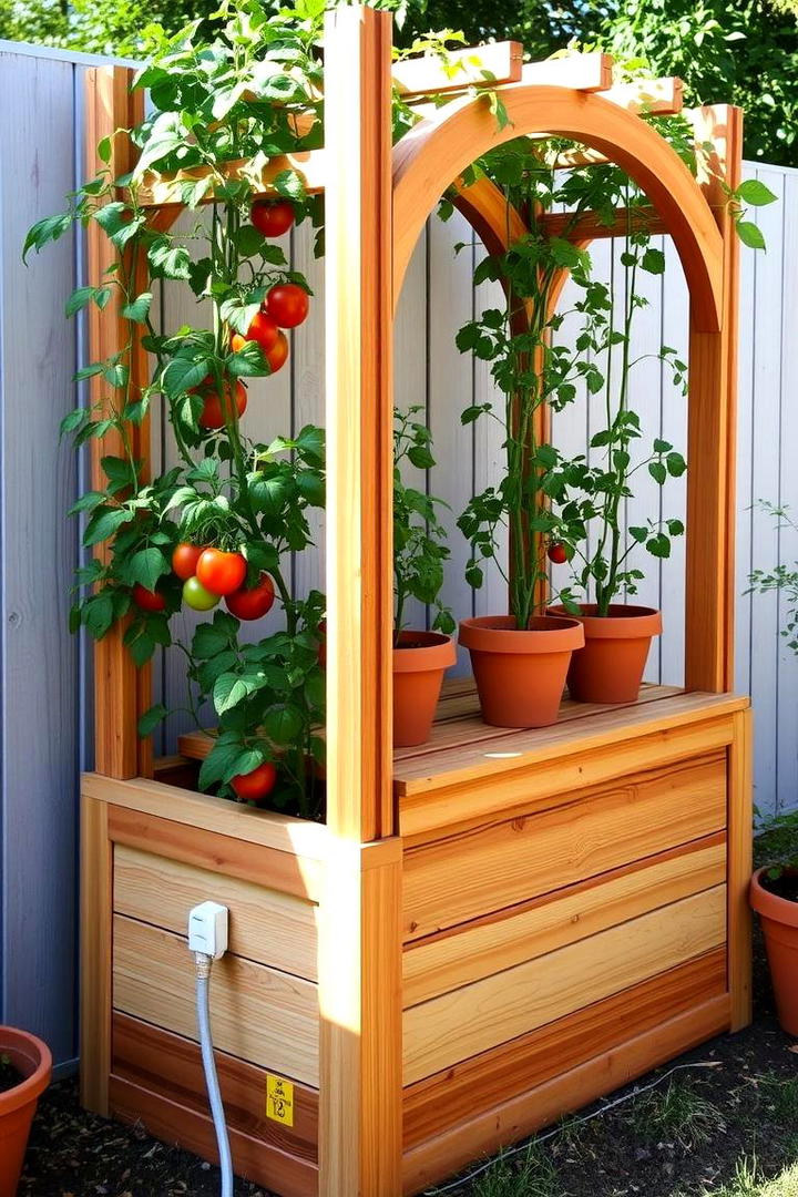 Integrated Planter Trellis - 30 Tomato Trellis Ideas