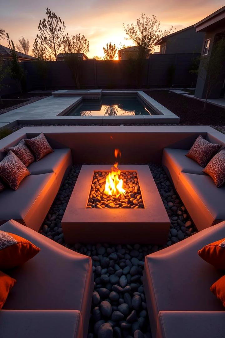 Integrated Seating Square Fire Pit - 30 Square Fire Pit Ideas