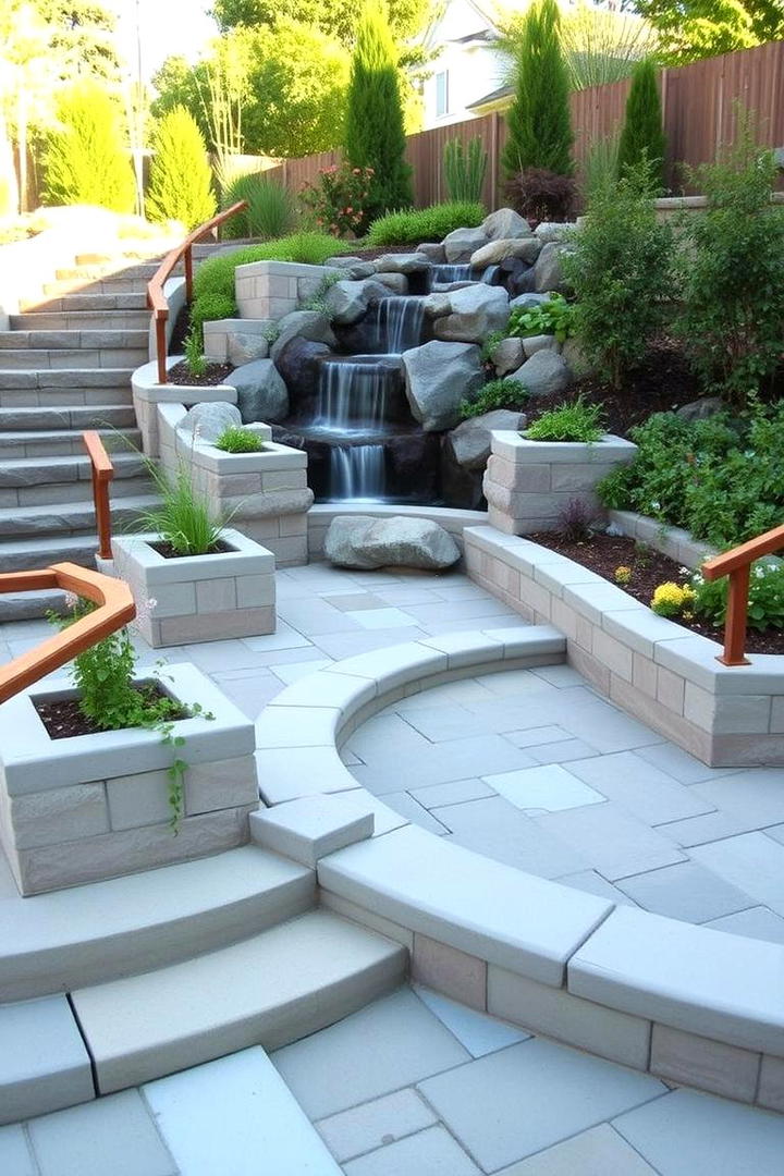 Integrated Seating Steps - 30 Concrete Pavers Around Pool Ideas