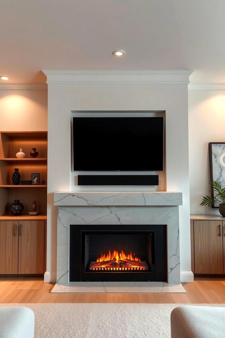 Integrated TV and Electric Fireplace Feature - 30 Electric Fireplace Ideas With Tv Above