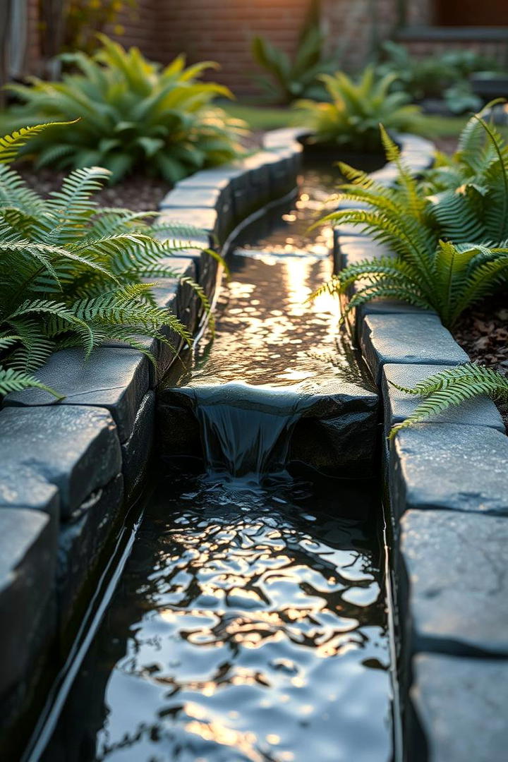 Integrated Water Feature Edging - 30 Modern Garden Edging Ideas