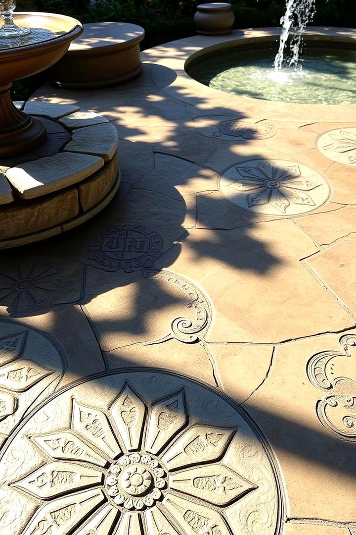 Intricate Artistic Patterns - 21 Stamped Concrete Patio Ideas