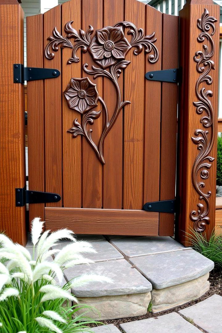 Intricate Carved Wood Design - 30 Deck Gate Ideas