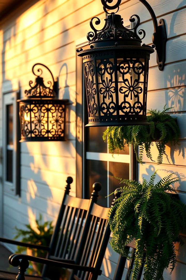 Intricate Iron Lanterns - 30 Front Porch Lighting Ideas