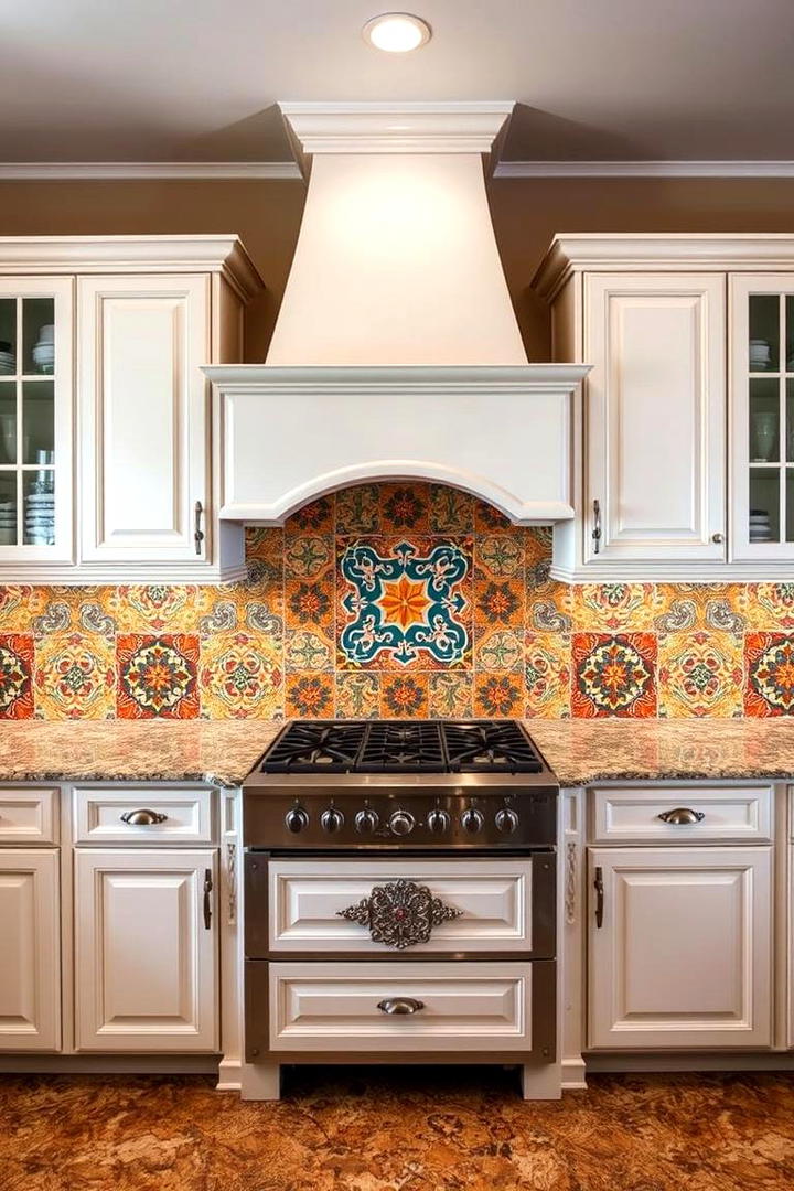 Intricate Mediterranean Flair - 21 Backsplash Ideas for White Cabinets and Granite Countertops