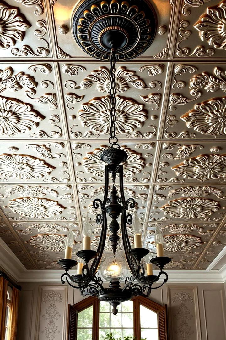 Intricate Tin Tile Detailing - 30 Dining Room Ceiling Ideas