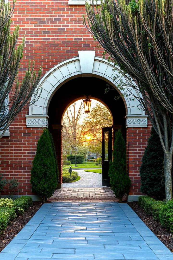 Inviting Archway Design - 30 Brown Brick Exterior Home Ideas