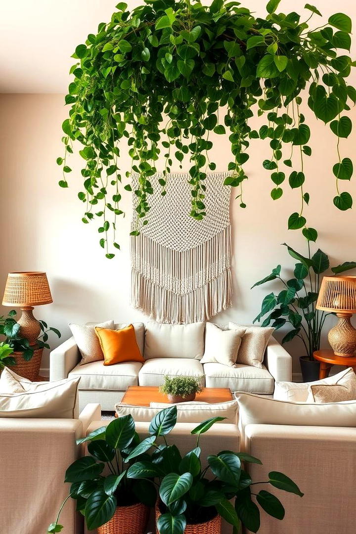 Inviting Beige with Greenery - 21 Beige Living Room Ideas