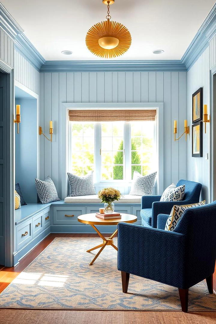 Inviting Blue Hues with Radiant Gold - 30 Blue and Gold Living Room Ideas