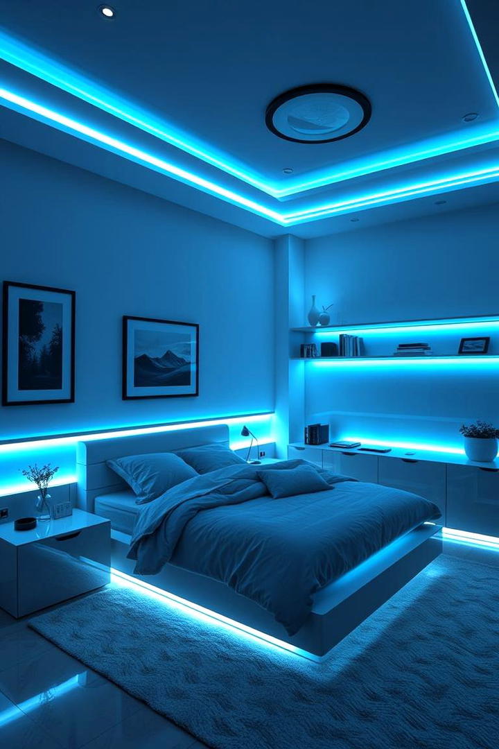 Inviting Blue Lighting Effects - 21 Blue Bedroom Ideas