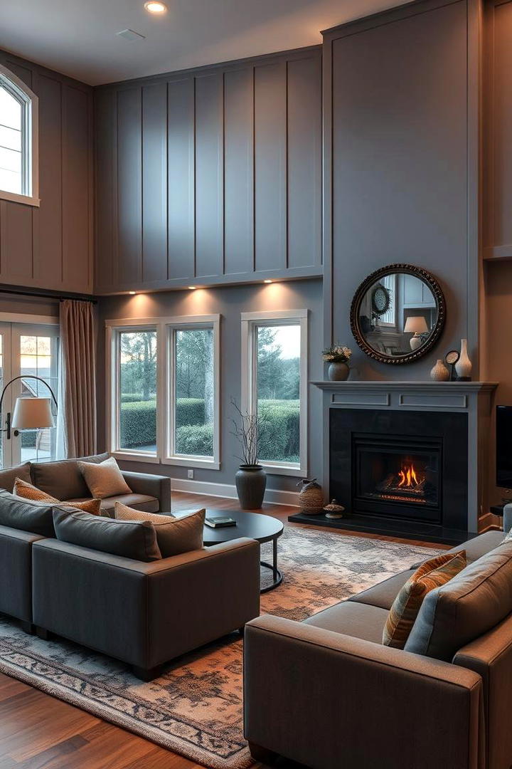 Inviting Family Room Design - 30 Grey House With Black Trim