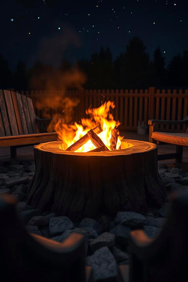 Inviting Fire Pit - 21 Tree Stump Decorating Ideas