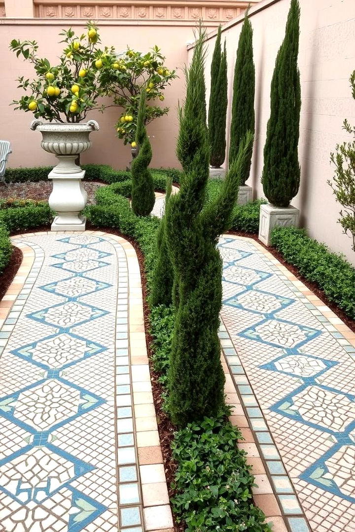 Italian Garden with Mosaic Paths - 30 Italian Garden Design Ideas