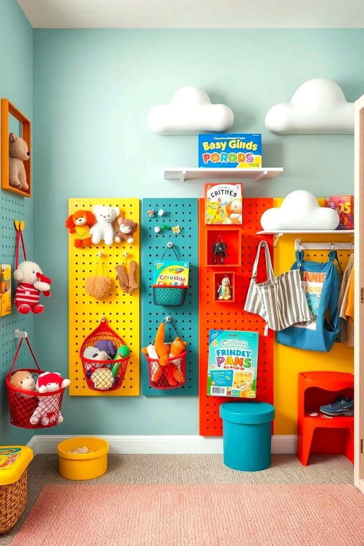 Kids Playroom Storage - 30 Pegboard Ideas