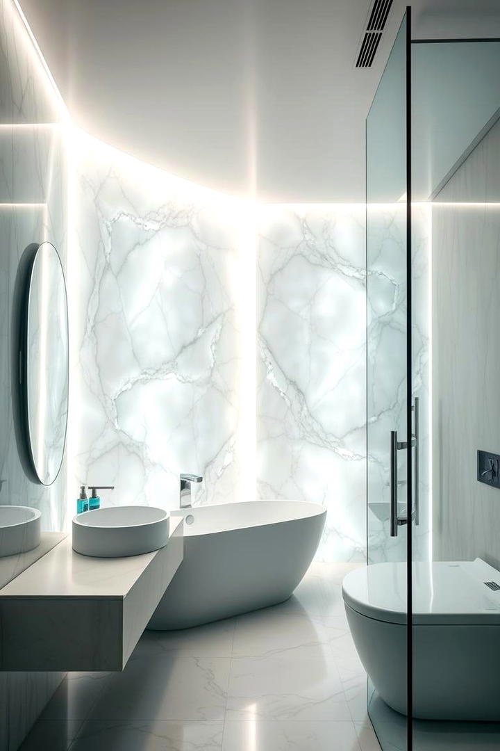 LED Illuminated Accent - 21 Bathroom Accent Wall Ideas