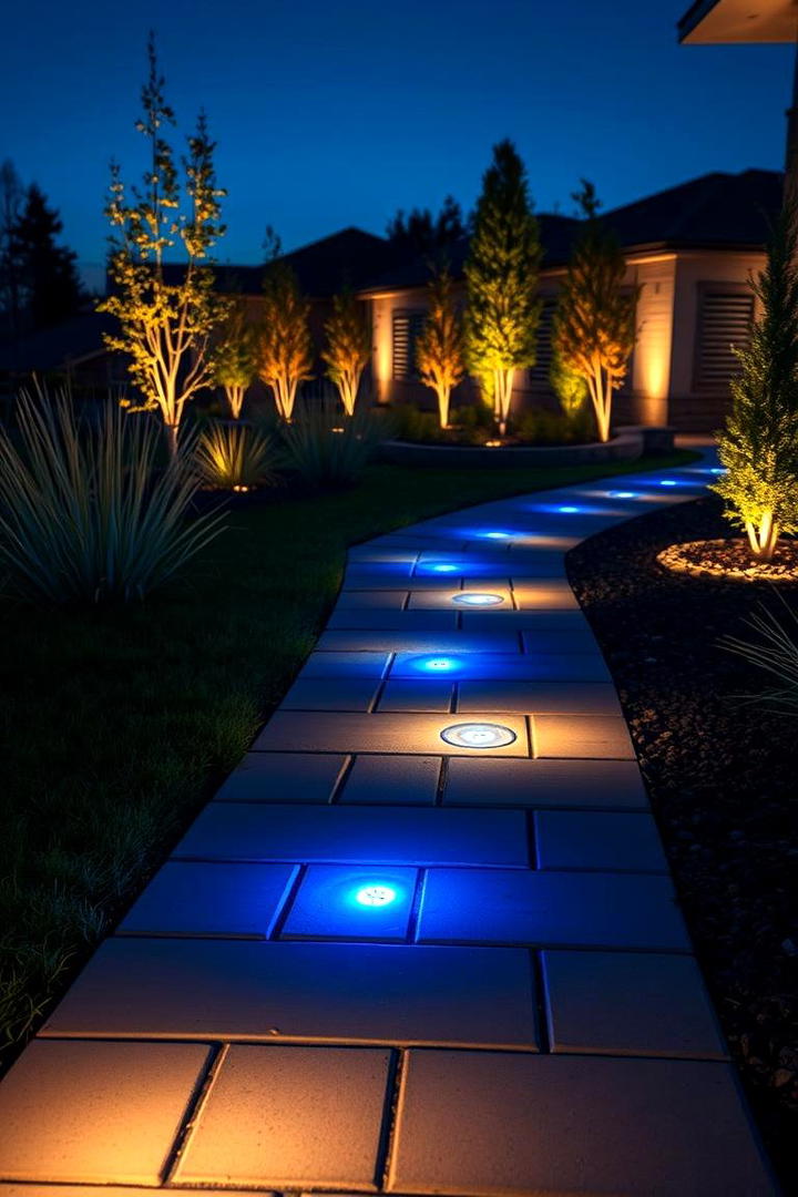 LED Illuminated Flagstone Path - 30 Flagstone Walkway Ideas