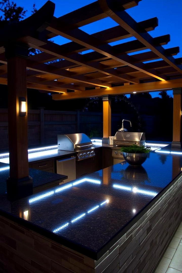 LED Lighting for Night Grilling - 30 Bbq Island Ideas