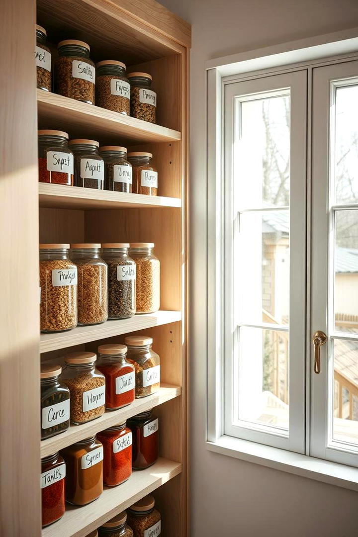 Labelled Glass Jar Displays - 21 Larder Cupboard and Pantry Ideas for Your Kitchen