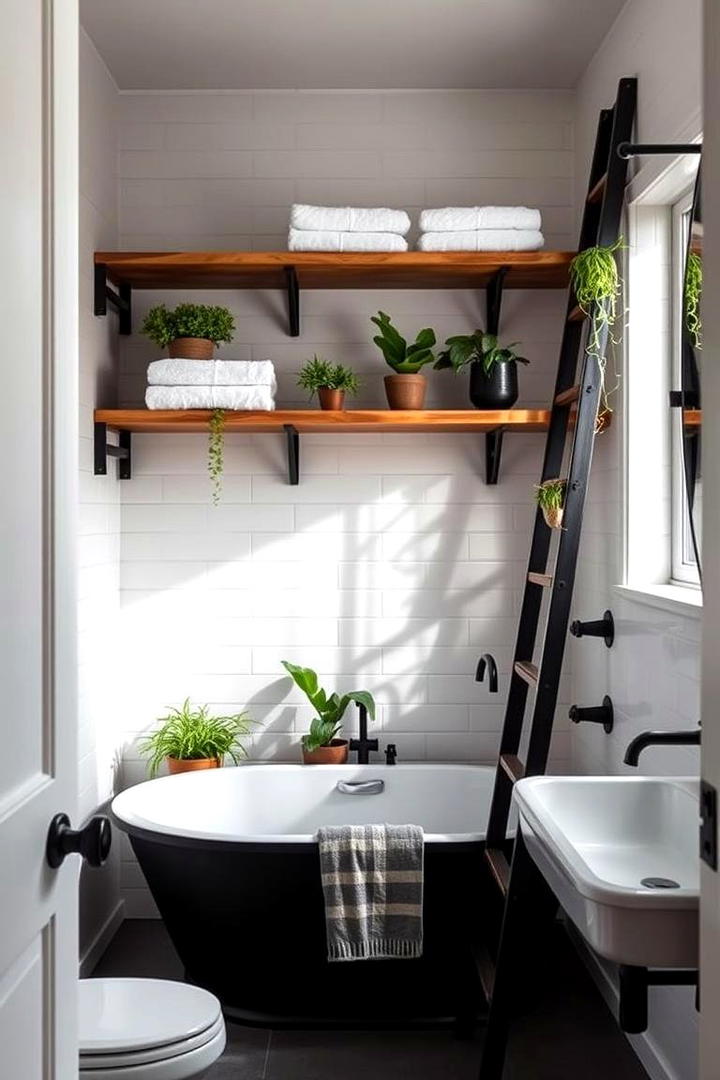 Ladder Shelving Units - 21 Bathroom Storage Ideas