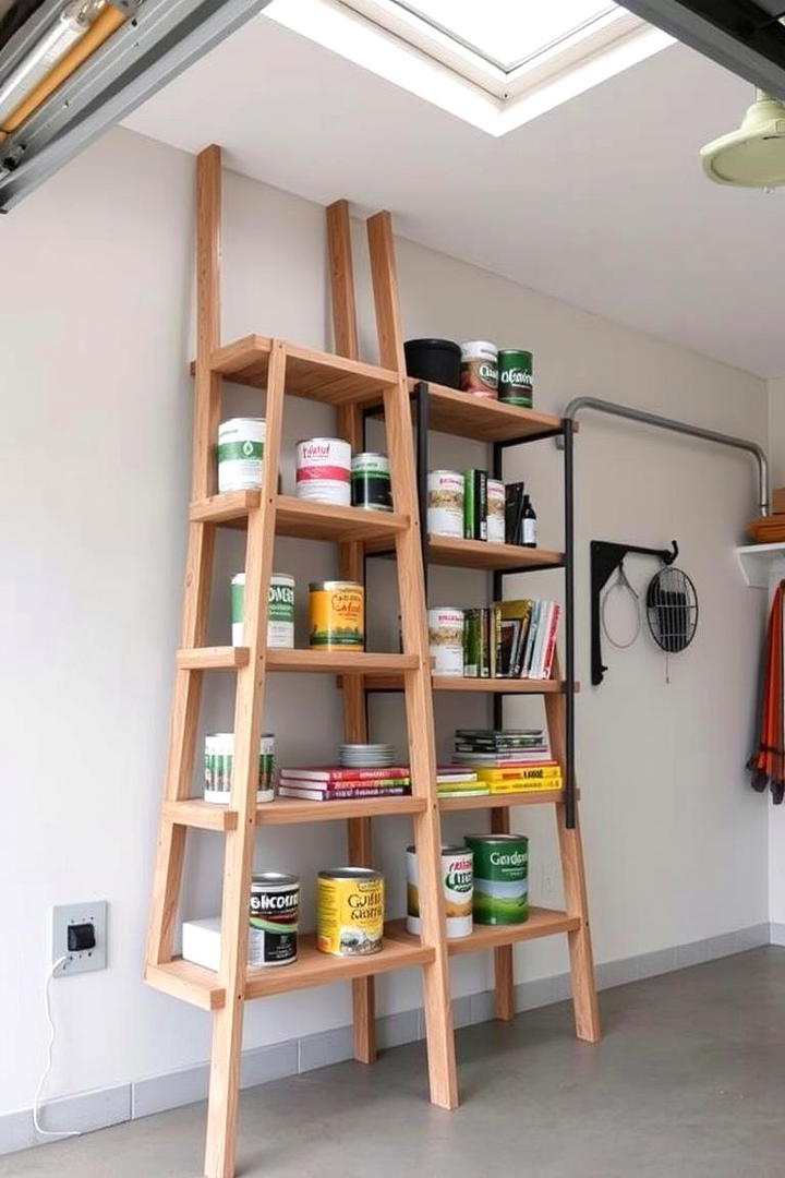 Ladder Style Shelving - 30 Garage Shelving Ideas