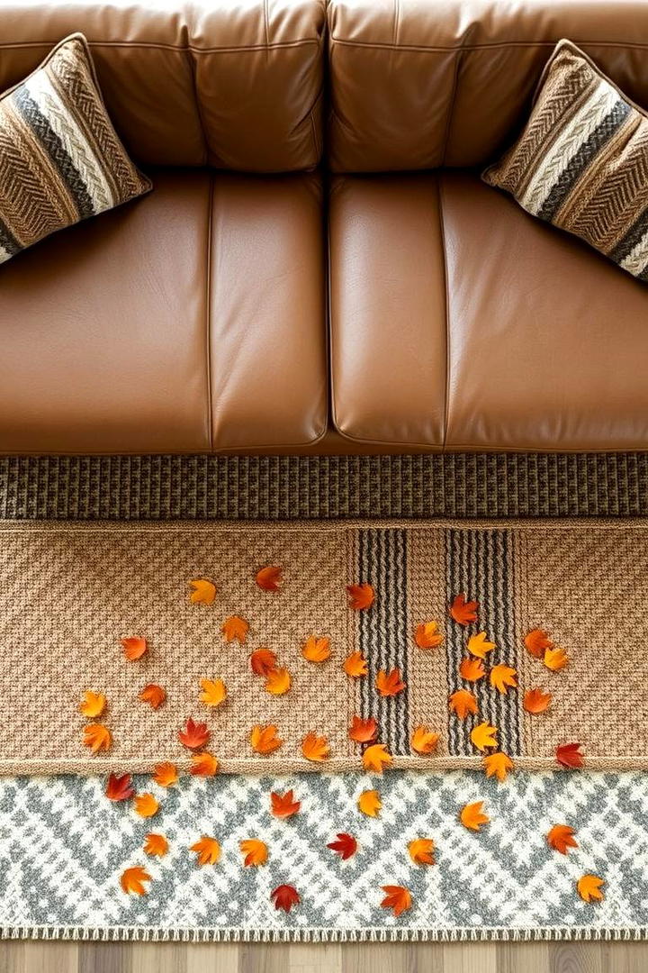 Layered Area Rugs - 30 Fall Living Room Ideas