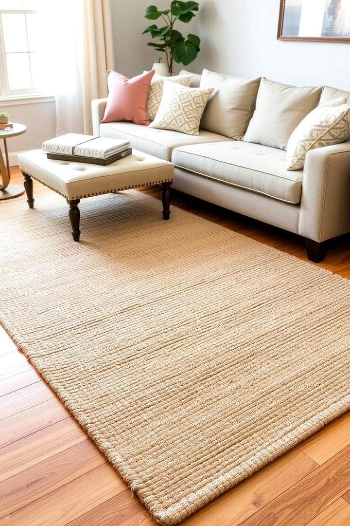 Layered Beige Rugs for Warmth - 21 Beige Living Room Ideas