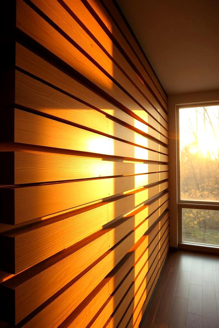 Layered Depth and Light - 21 Wood Slat Accent Wall Ideas