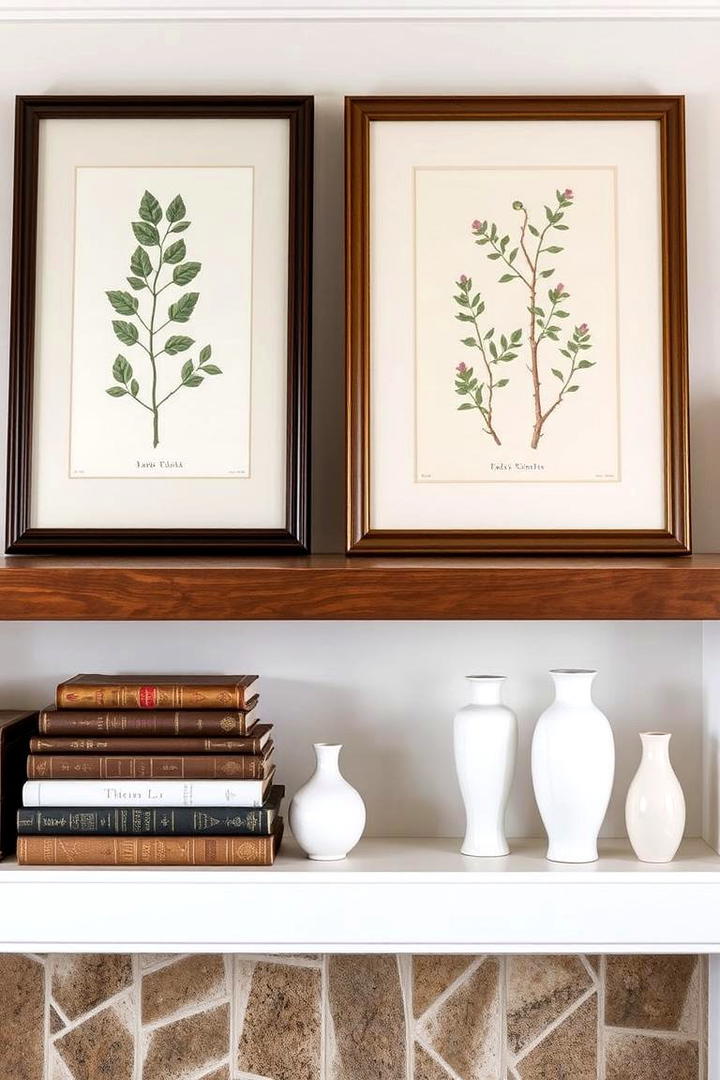 Layered Mantel Display - 30 Spring Mantel Decor Ideas