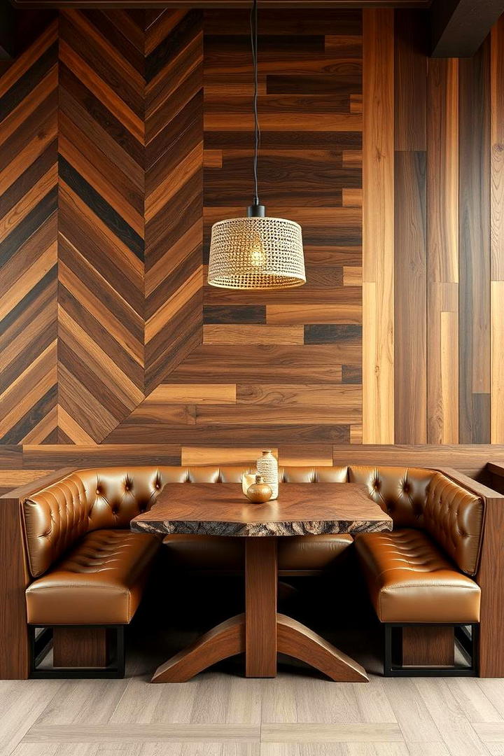 Layered Wood Textures - 30 Dining Room Accent Wall Ideas